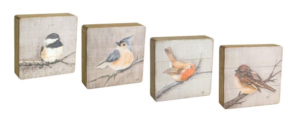 Set Of Four Brown Solid Wood Bird Wall Decor - Image 2