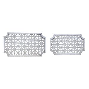 Set of Two 19" X 33" Gray Geometric Solid Wood Wall Decor
