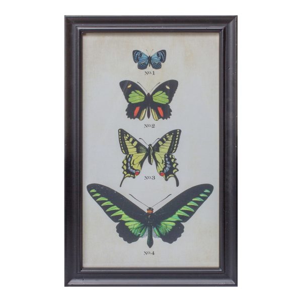 Set of Two 18" X 11" Black Blue and Green Butterfly Solid Wood Framed Art - Image 3