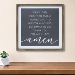 20" X 20" Gray and White Thankful Prayer Wall Decor
