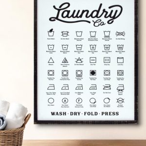 26" X 20" White and Black Laundry Wood Wall Decor