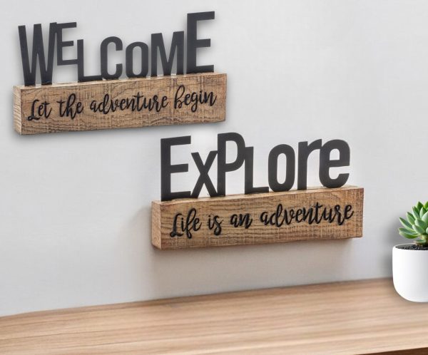 Set Of Two Black Polyresin Welcome Wall Decor - Image 2