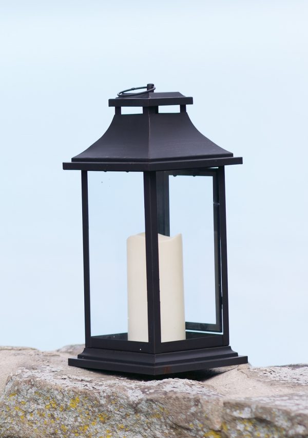 Set Of Two Black LED Floor Lantern Candle Holder - Image 3