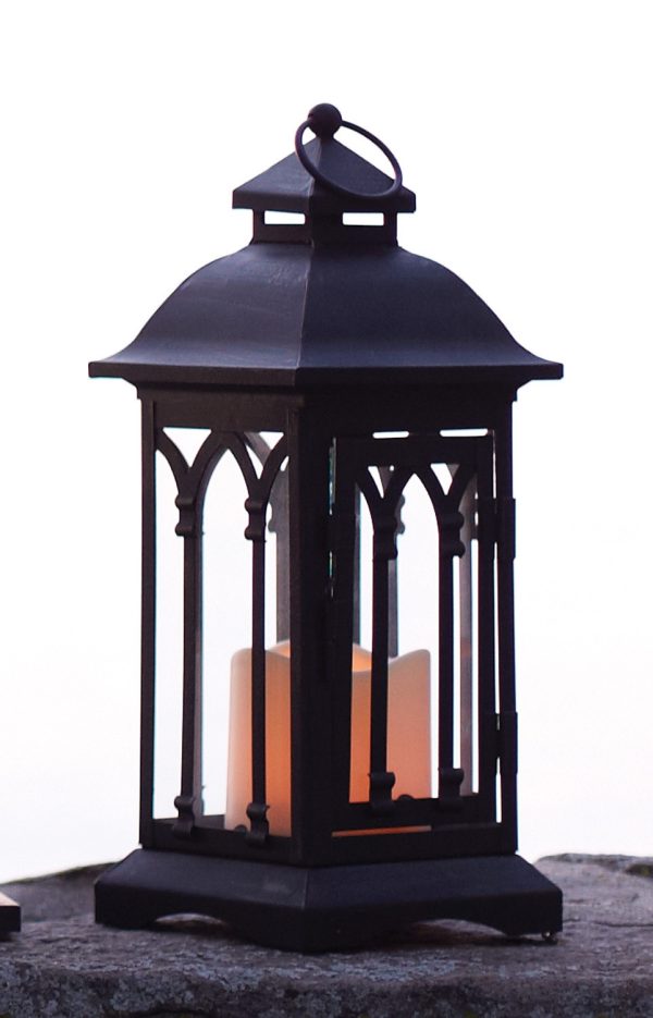Set of Two Black Metal Geometric Lantern Candle Holders - Image 3