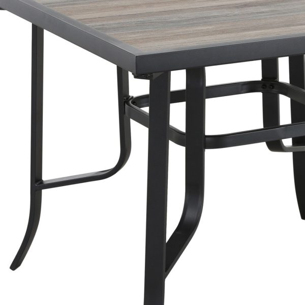 35" Brown and Black Square Metal Outdoor Dining Table - Image 3