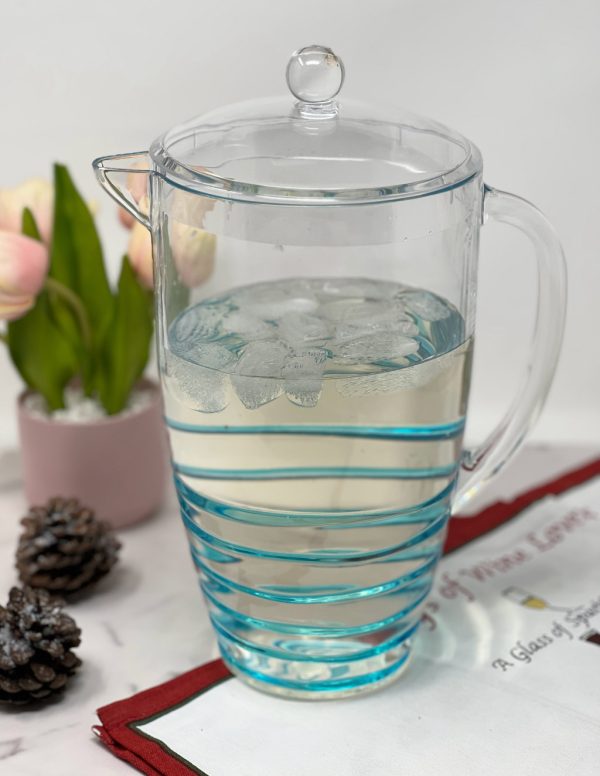 2.5 Quart Clear and Blue Swirl Acrylic Pitcher - Image 3