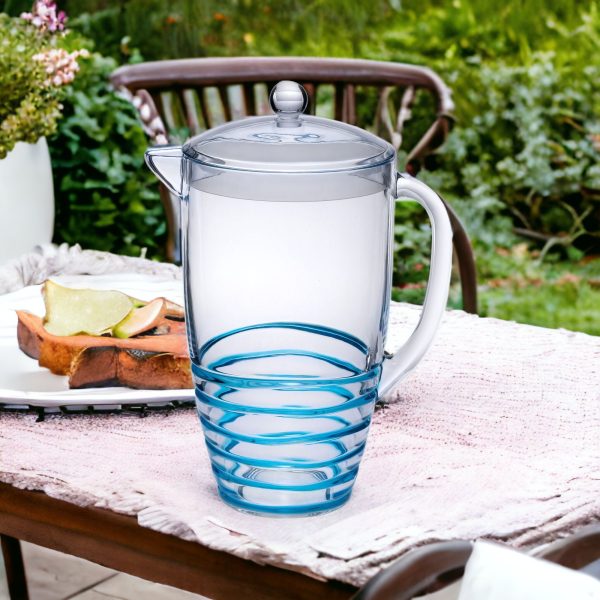 2.5 Quart Clear and Blue Swirl Acrylic Pitcher - Image 2