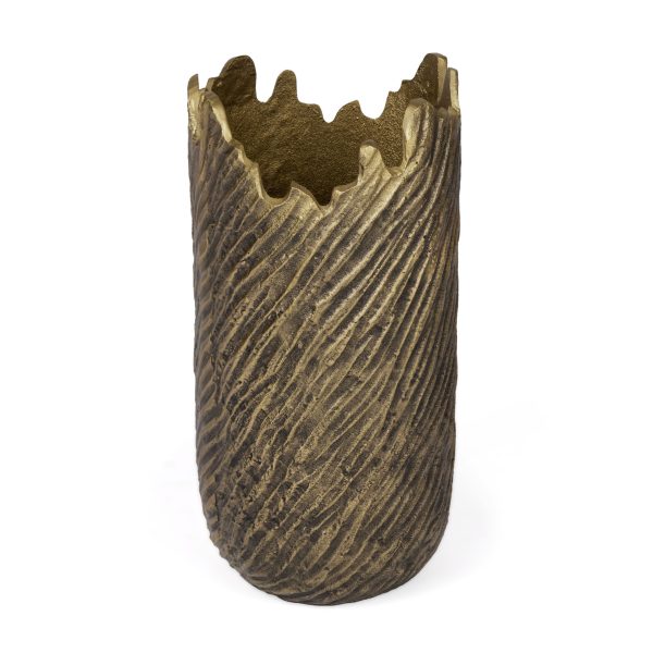 17" Gold Abstract Aluminum Table Vase - Image 2