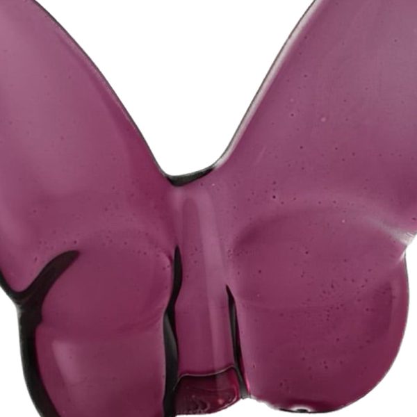 3" Plum Crystal Butterfly Figurine Tabletop Sculpture - Image 3