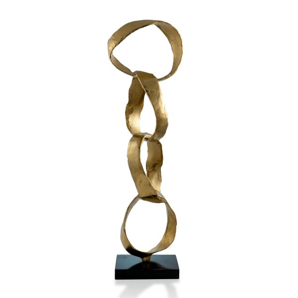25" Gold and Black Marble and Aluminum Modern Abstract Tabletop Sculpture - Image 2