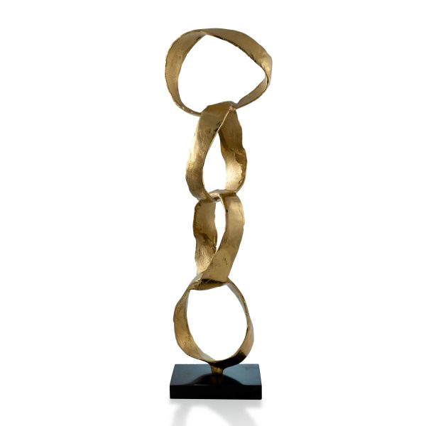 25" Gold and Black Marble and Aluminum Modern Abstract Tabletop Sculpture - Image 3