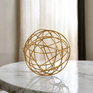 7" Gold Aluminum Decorative Orb Tabletop Sculpture