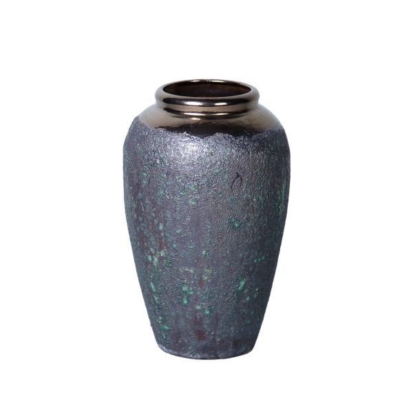 12" Blue Violet Urn Ceramic Table Vase - Image 3
