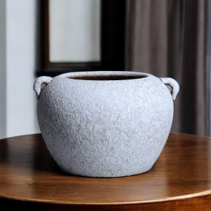 7" Gray Round Ceramic Table Vase