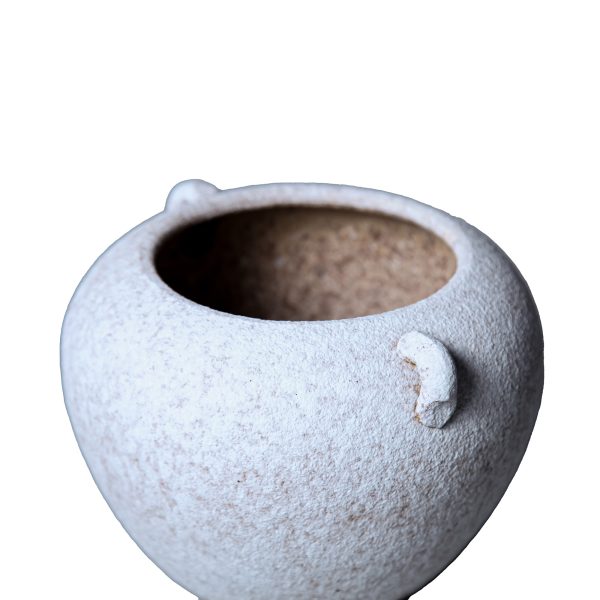 7" Gray Round Ceramic Table Vase - Image 3