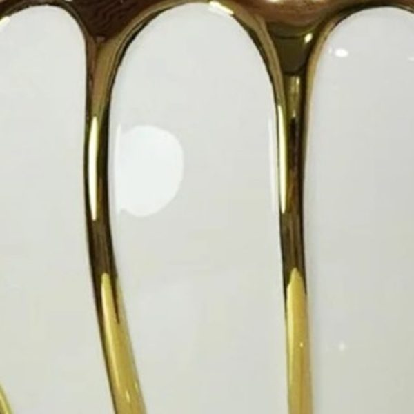 13" White and Gold Abstract Urn Ceramic Ginger Jar - Image 3