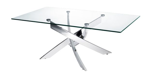 47" Clear And Silver Glass And Steel Coffee Table - Image 3