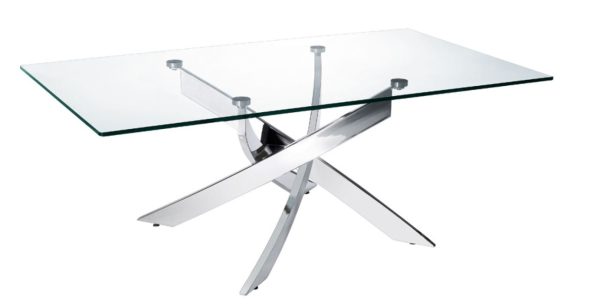 47" Clear And Silver Glass And Steel Coffee Table - Image 4