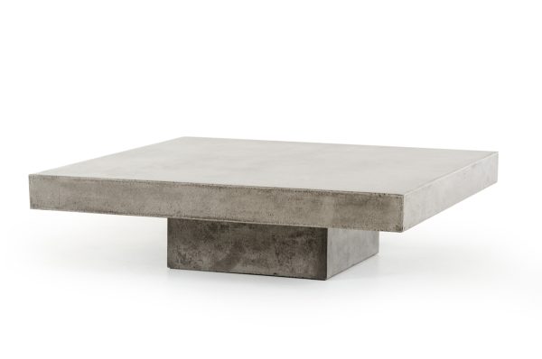 43" Gray And Dark Gray Concrete Square Coffee Table - Image 4