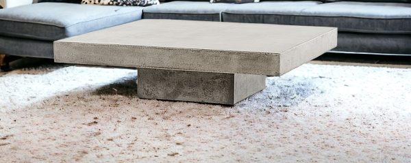 43" Gray And Dark Gray Concrete Square Coffee Table - Image 2