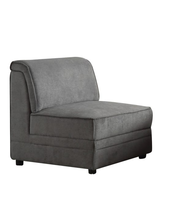 30" Gray and Black Velvet Slipper Chair - Image 2