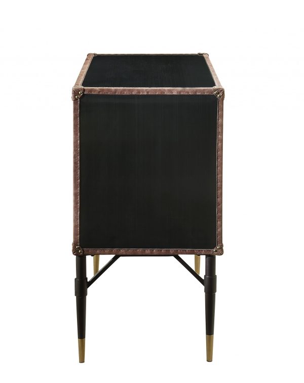 52" Brown Leather Console Table - Image 4