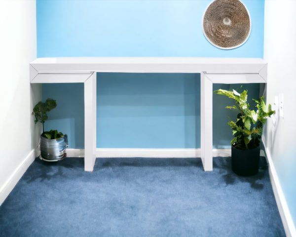 63" White Trestle Console Table - Image 2