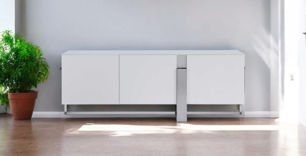91" White Glass Frame Console Table - Image 2