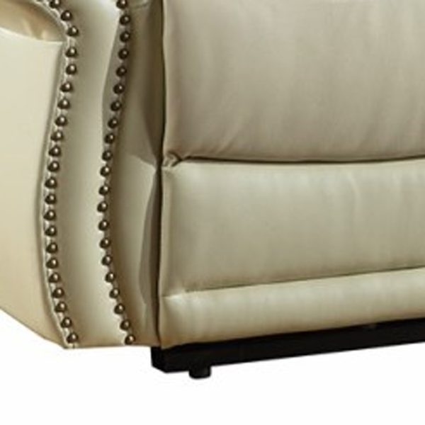 75" Beige Faux Leather Manual Reclining Love Seat With Storage - Image 3