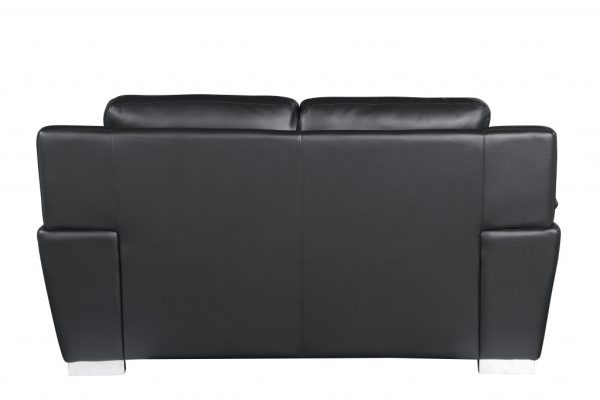 69" Black And Silver Faux Leather Love Seat - Image 3