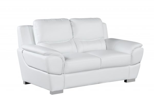 69" White And Silver Faux Leather Love Seat - Image 3