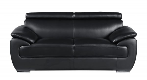 Three Piece Indoor Black Genuine Leather Six Person Seating Set - Image 4