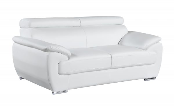 69" White And Silver Faux Leather Loveseat - Image 3