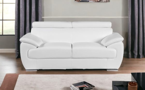 69" White And Silver Faux Leather Loveseat - Image 2