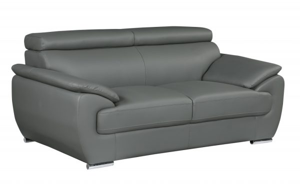 69" Gray And Silver Faux Leather Loveseat - Image 3
