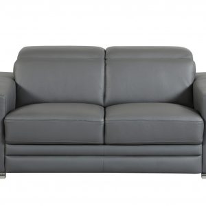 71" Gray And Silver Genuine Leather Love Seat