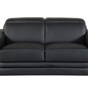 71" Black And Silver Genuine Leather Love Seat