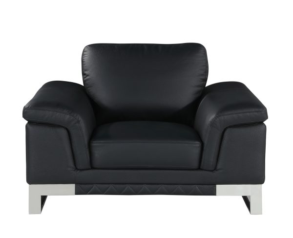 32" Black Lovely Leather Chair - Image 3