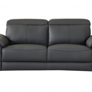71" Dark Gray And Silver Genuine Leather Loveseat