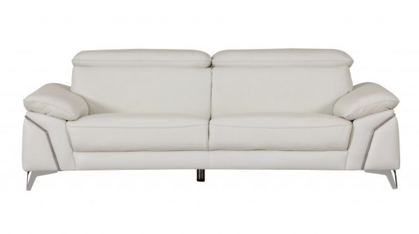 Three Piece Indoor White Italian Leather Six Person Seating Set - Image 3