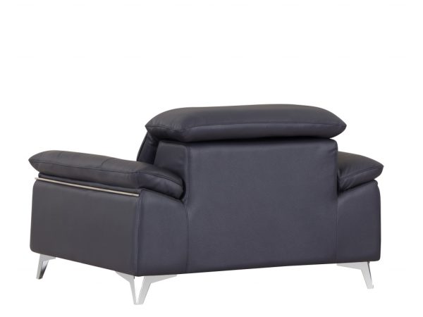 31" Navy Blue Genuine Italian Leather Chair - Image 3
