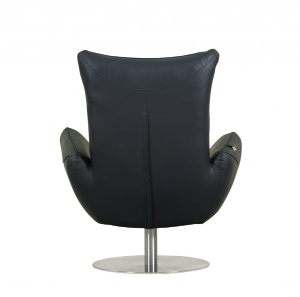 43" Navy Contemporary Leather Lounge Chair - Image 4