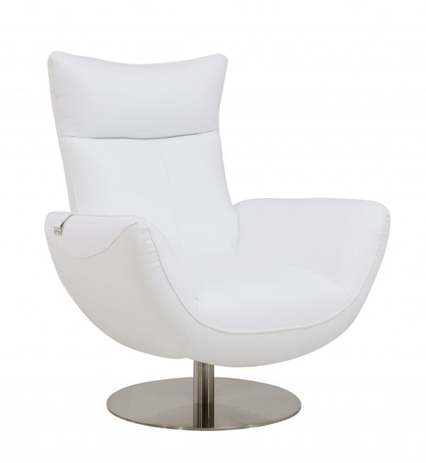 43" White Contemporary Leather Lounge Chair - Image 2