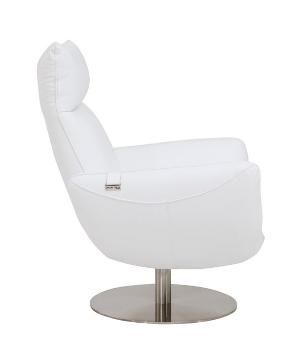 43" White Contemporary Leather Lounge Chair - Image 3
