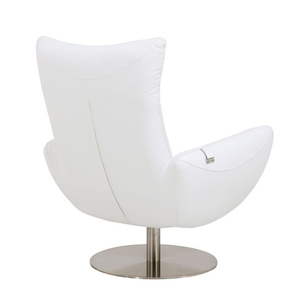 43" White Contemporary Leather Lounge Chair - Image 4