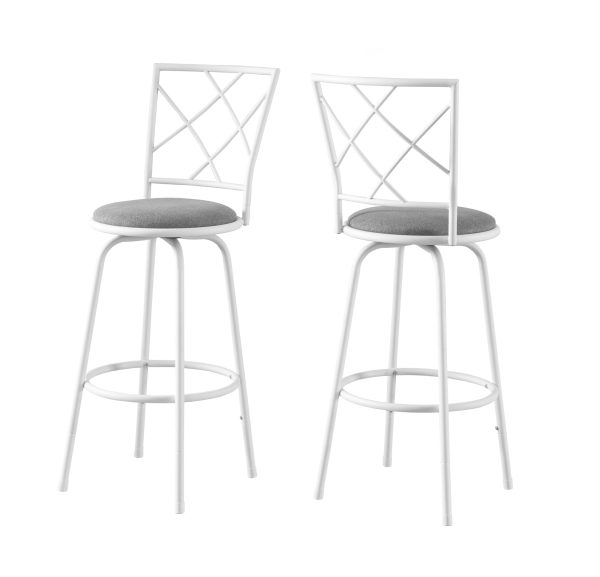 Set of Two 28" Gray and White Metal Bar Chairs - Image 3