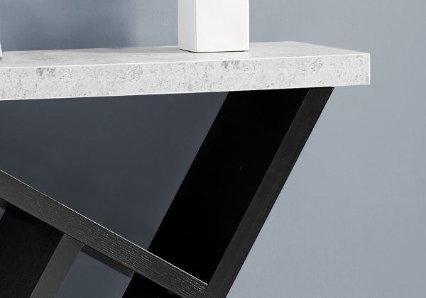 36" Gray and Black Abstract Console Table With Shelves - Image 3