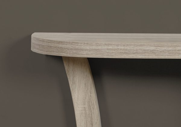 47" Taupe Half Moon Three Leg Console Table With Shelves - Image 3
