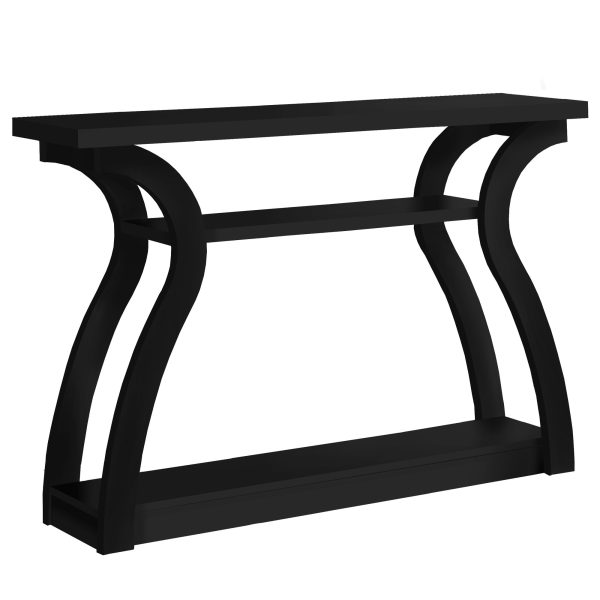 47" Black Floor Shelf Console Table With Shelves - Image 3