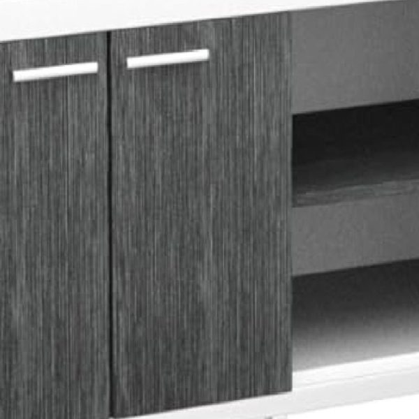 60" Gray and White Cabinet Enclosed Storage TV Stand - Image 4